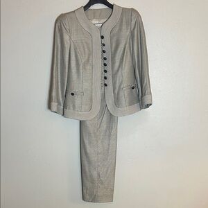 Armani Collezioni Elegant Black-White Suit- Blazer and Pants Set- W Sz8